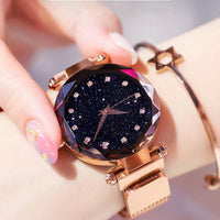 Luxury Women Watches Fashion Elegant Magnet Buckle Vibrato Purple Gold Ladies Wristwatch 2019 New Starry Sky  Relogio Feminino